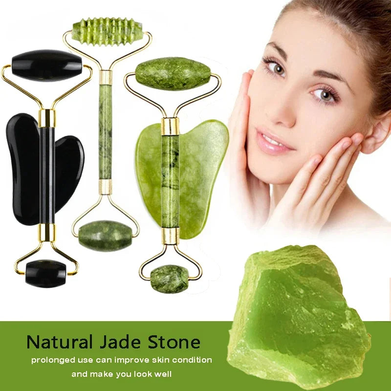 Natural Stone Roller & Gua Sha Set